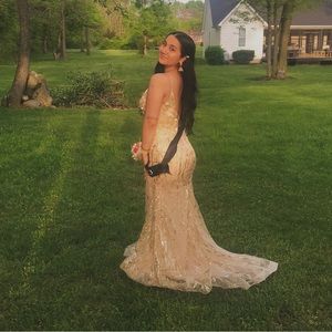 PromGirl gold prom dress, Size Medium